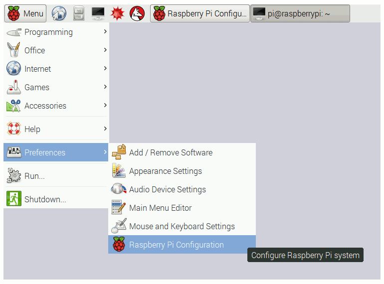 Raspbian interface