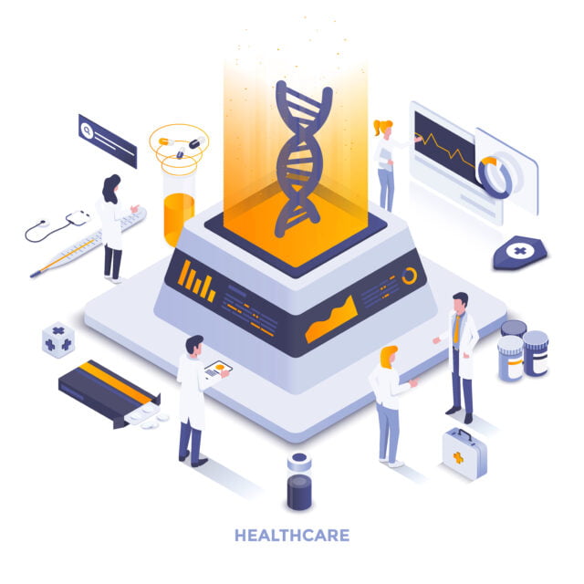 Modern flat design isometric illustration of Healthcare. Can be used for website and mobile website or Landing page. Easy to edit and customize. Vector illustration