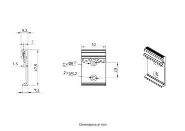 Sixfab ALPON X4 DIN Rail Mount Drawing Dimensions