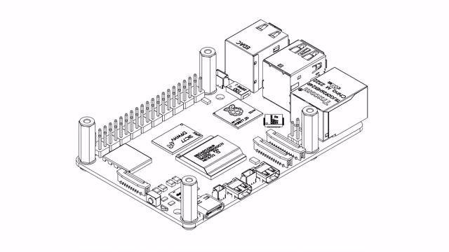 2x20 stacking header seated on the Raspberry Pi 5 40-pin GPIO header